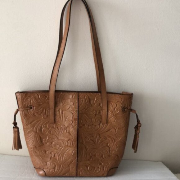 Patricia Nash Kemble Tote Biscuit Brown Tooled Leather Shoulder Handbag - Picture 6 of 13